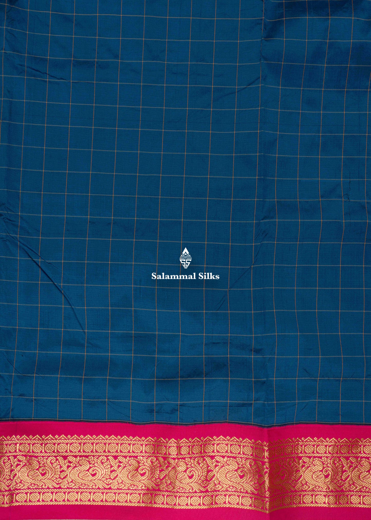9 Yards Semi Silk Saree Army Green Colour with Pink Border