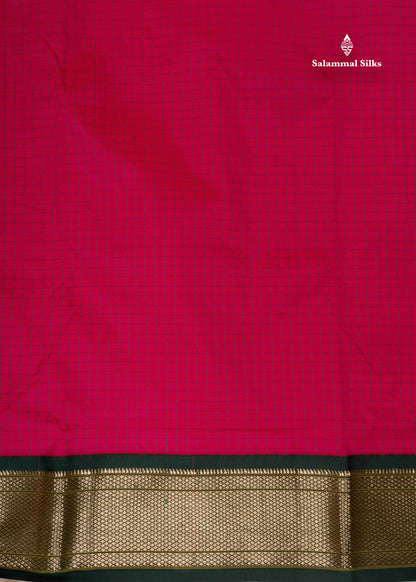 9 Yards Semi Silk Saree Violet Colour with Pink Border