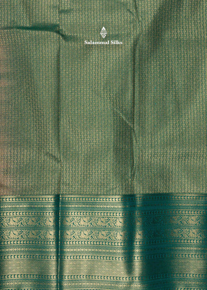 Navy Blue Semi Silk Saree With Copper Zari Traditional Long Size Border