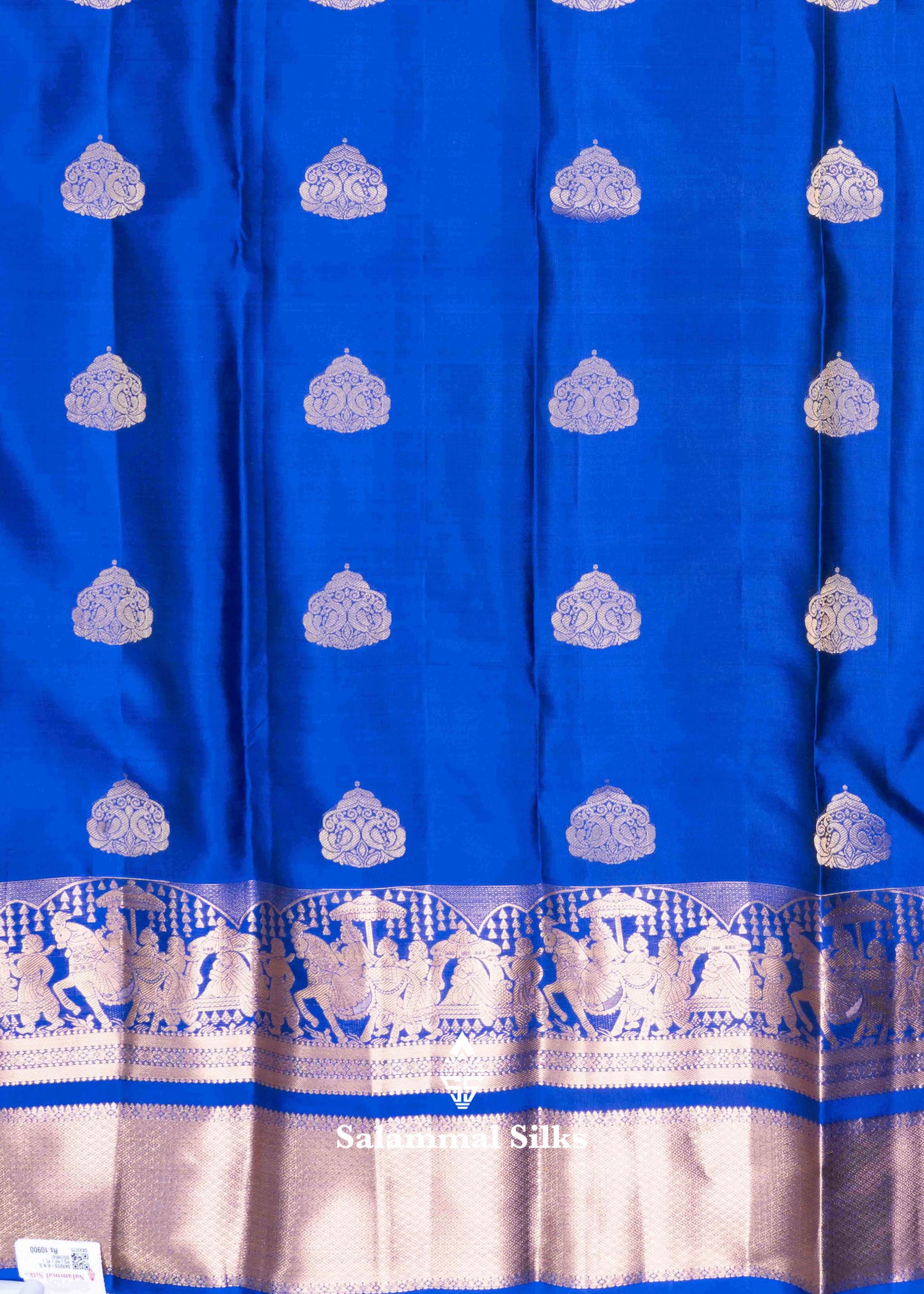 Ink Blue Pure Kanjivaram Silk Saree with Pallakku Border and with Blouse