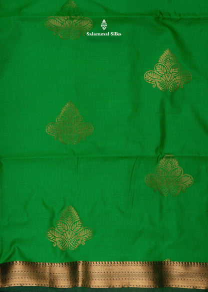 Green Colour Semi Soft Silk Saree With Violet Blouse