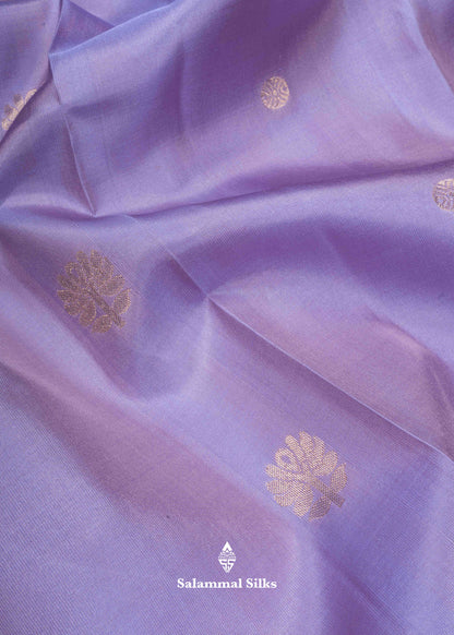 Kanjivaram Pure Silk Saree Lavender With Maroon Border