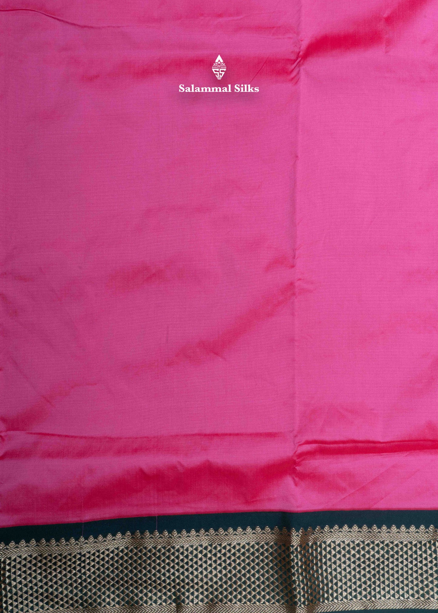 9 Yards Semi Silk Saree Pink Colour with Bottle Green Border