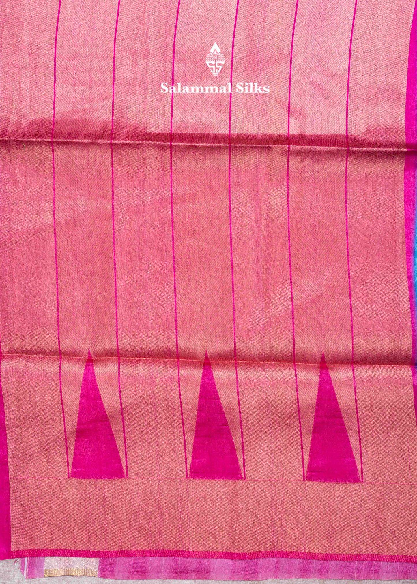 Navy Blue Semi Tussar Fancy Saree With Traditional Ganga & Jamuna Border