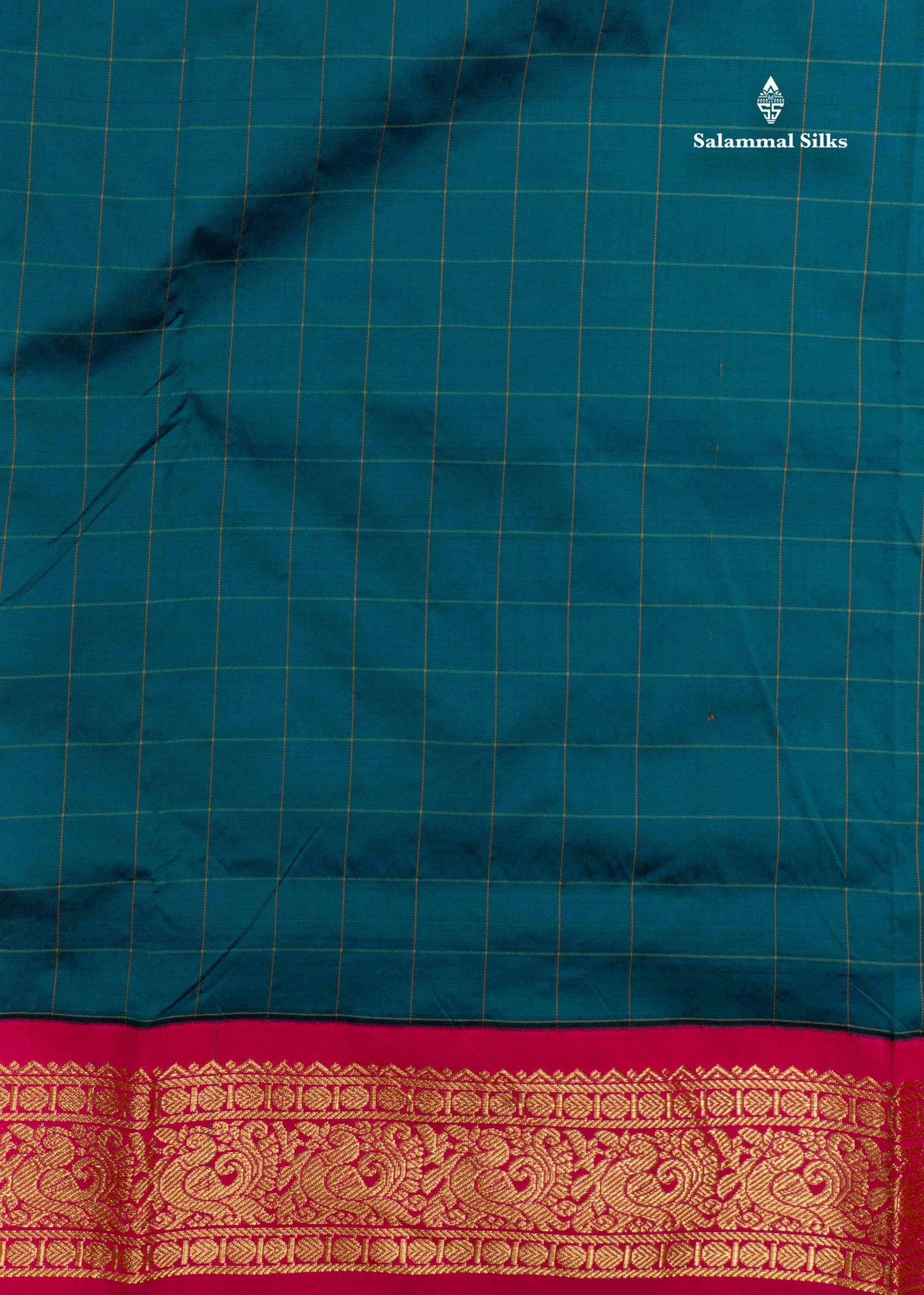 9 Yards Semi Silk Saree Army Green Colour with Pink Border