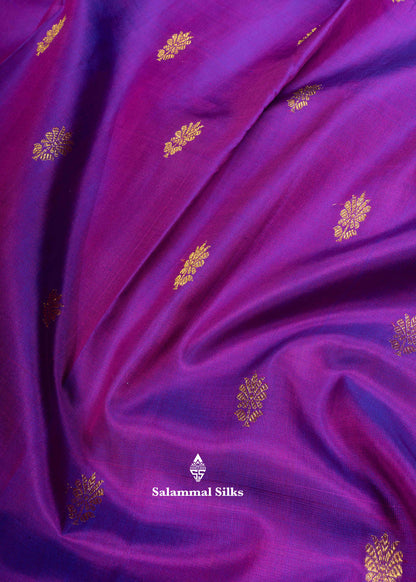 Kanjivaram Pure Silk Saree Violet With Pink Blouse
