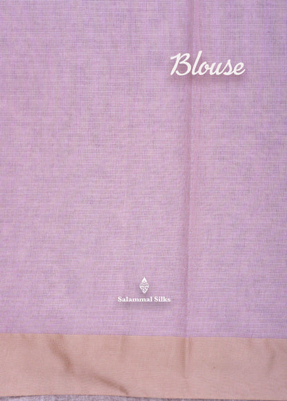 Baby Pink Kota Cotton Printed Saree With Sandal Colour Border