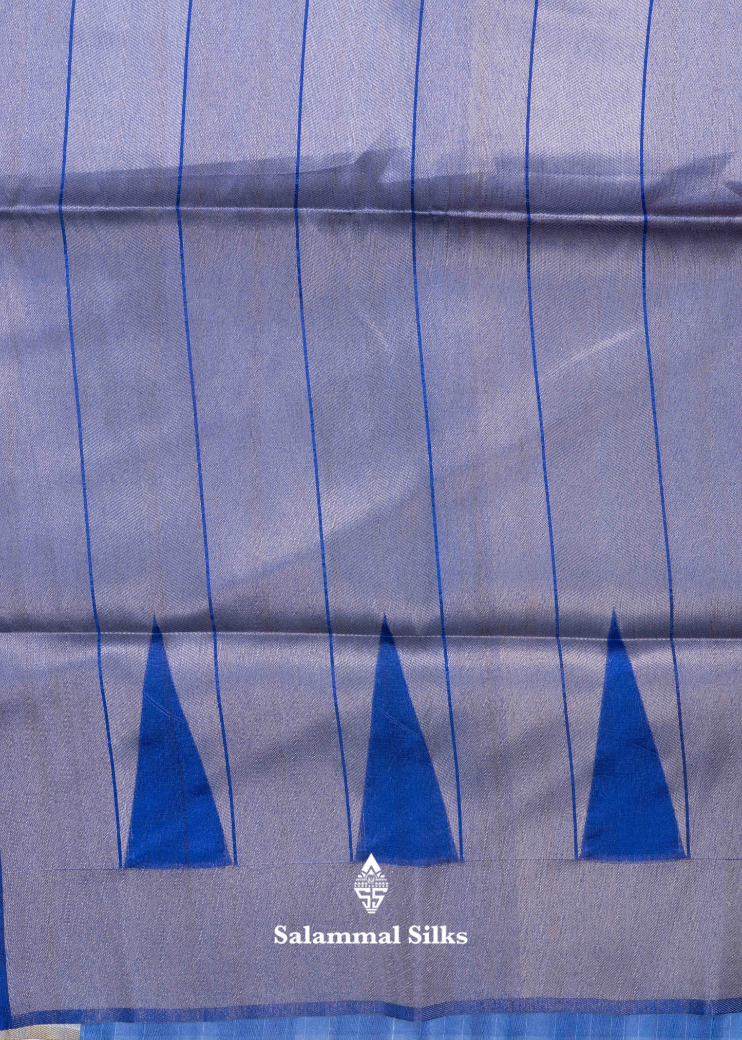 Navy Blue Semi Tussar Fancy Saree With Traditional Ganga & Jamuna Border