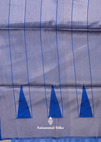 Navy Blue Semi Tussar Fancy Saree With Traditional Ganga & Jamuna Border