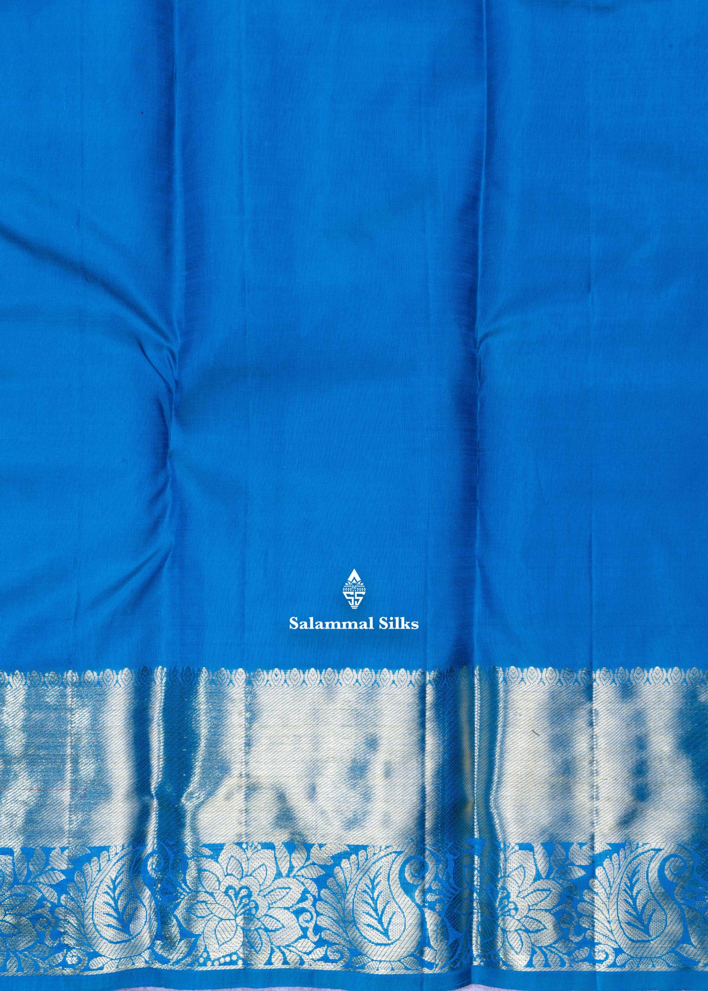 Kanjivaram Peacock Blue Pure Silk Saree With Gold Zari Border