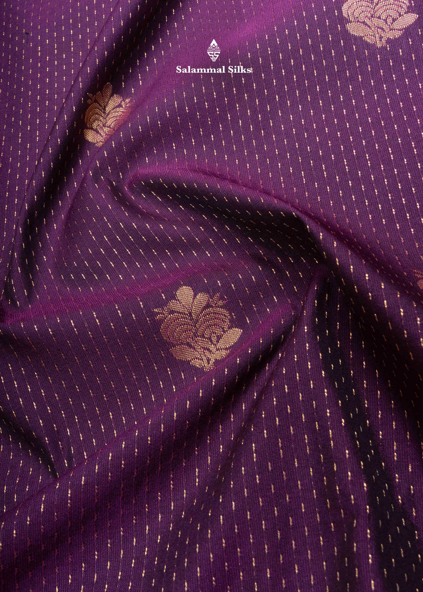 Violet Rain Drops Butta Semi Silk Saree With Sandal Fancy Border