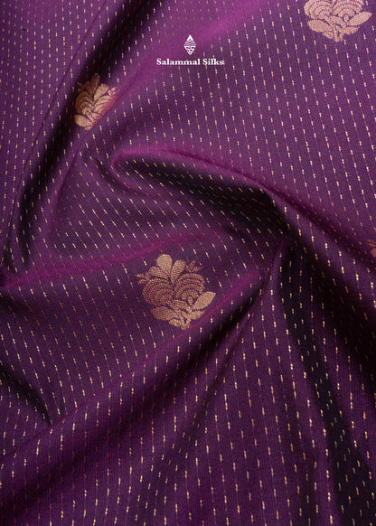 Violet Rain Drops Butta Semi Silk Saree With Sandal Fancy Border