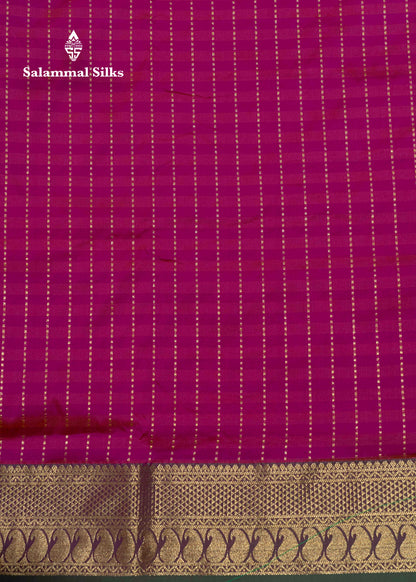 9 Yards Semi Silk Saree Maroon & Brown Colour with Green Border