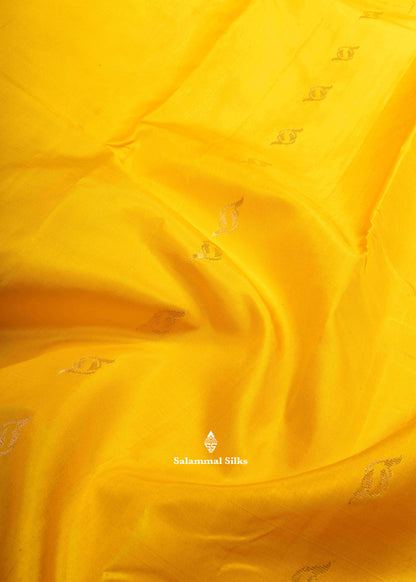 Kanjivaram Yellow Silk Saree With Baby Pink Blouse
