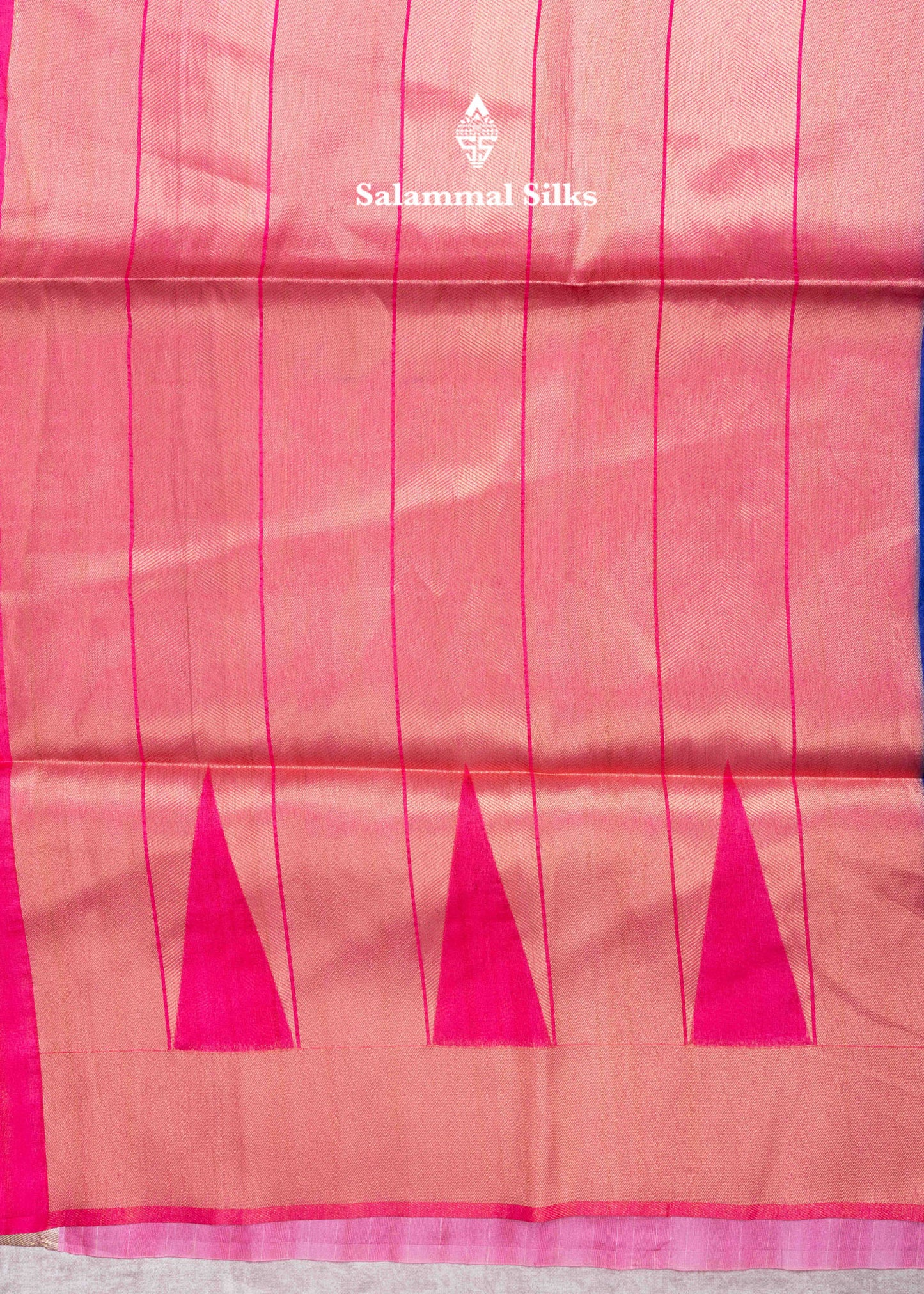 Navy Blue Semi Tussar Fancy Saree With Traditional Ganga & Jamuna Border