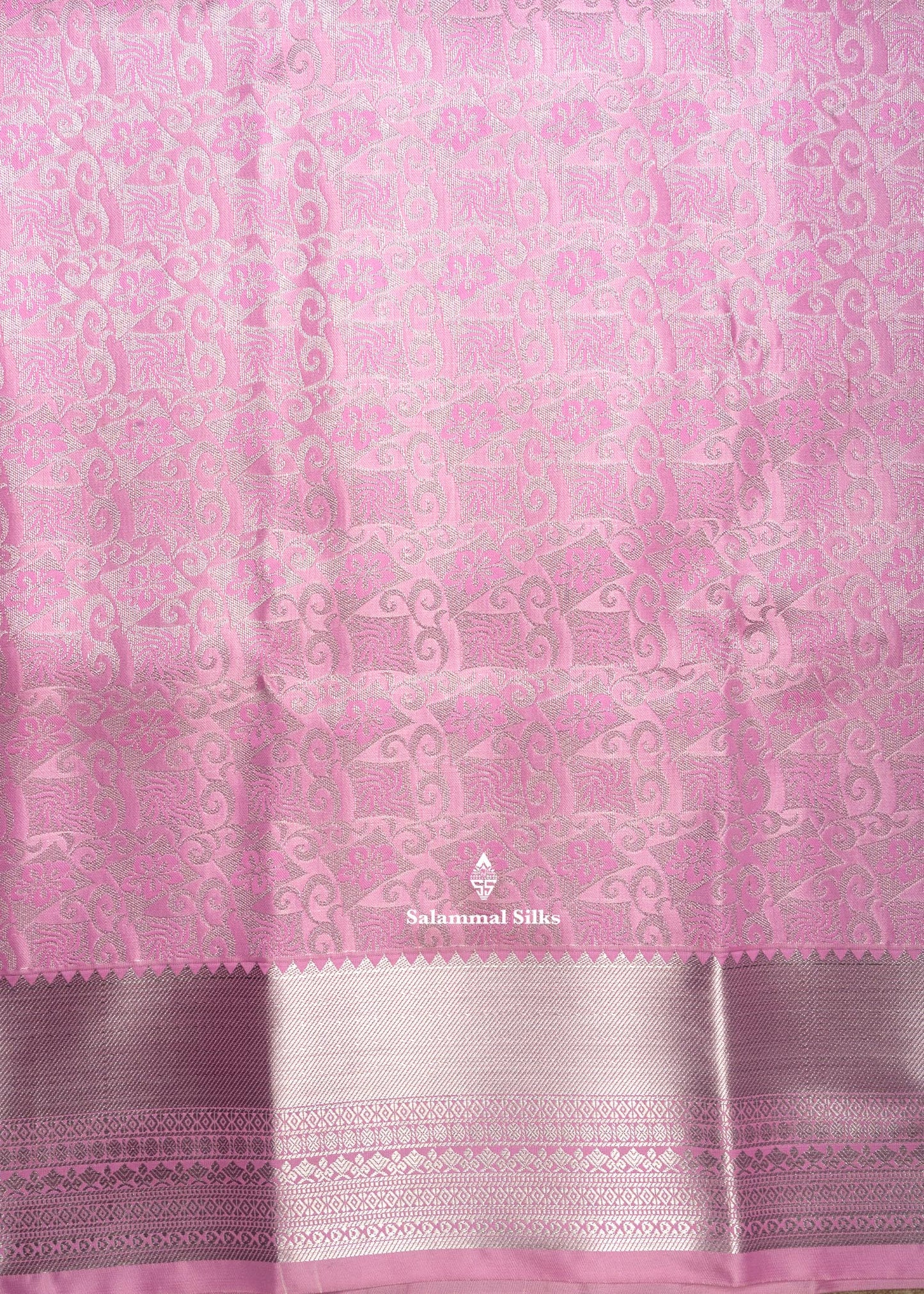 Lavender Bridal Semi Silk Saree With Silver Zari Border