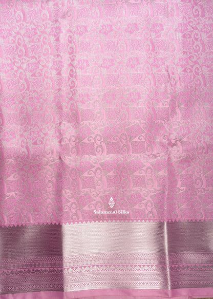 Lavender Bridal Semi Silk Saree With Silver Zari Border