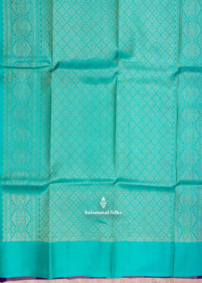 Kanjivaram Palum Pazham Checks Pure Silk Saree With Sea Green Blouse