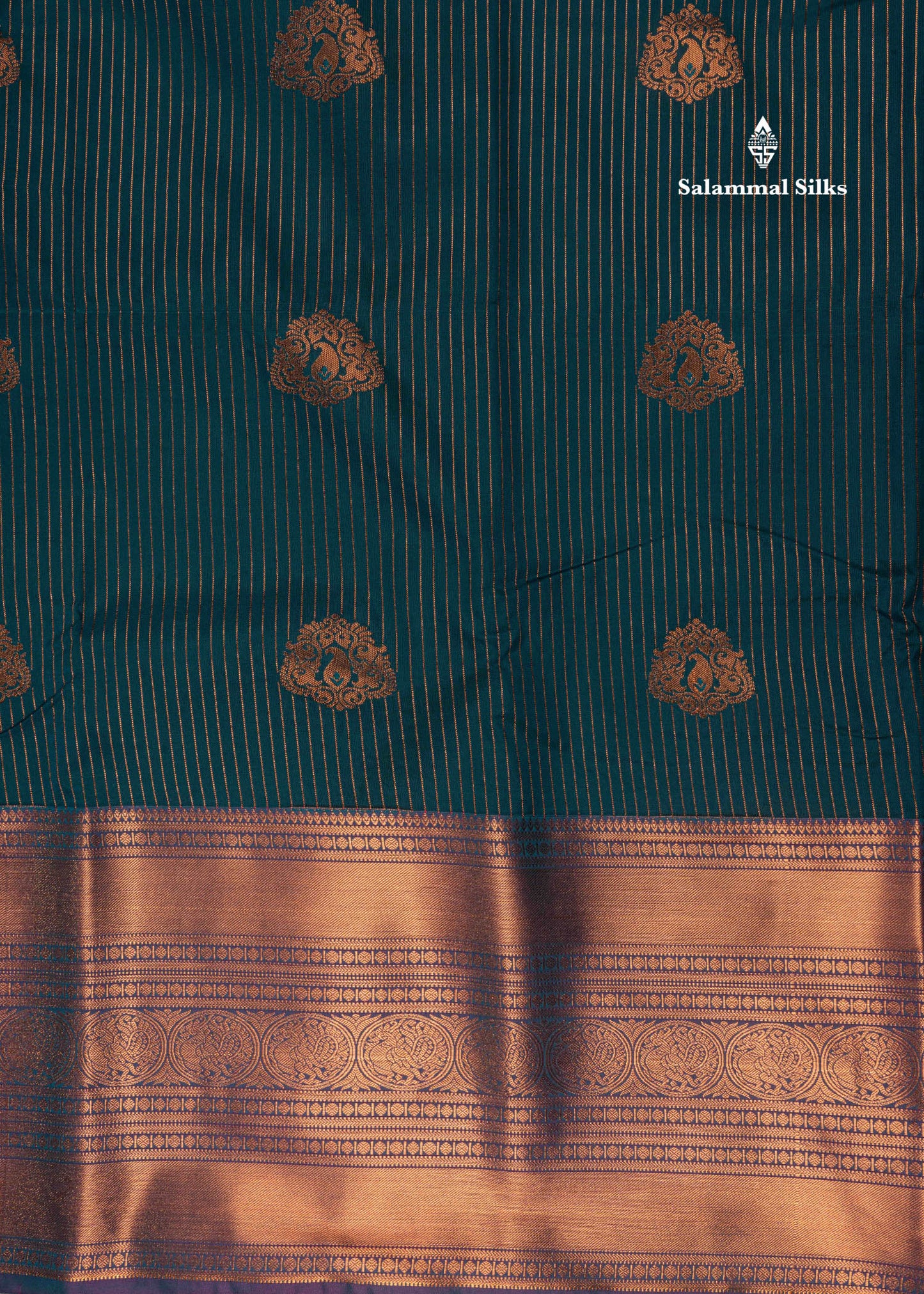 Peacock Green Semi Silk Saree With Pink Blouse