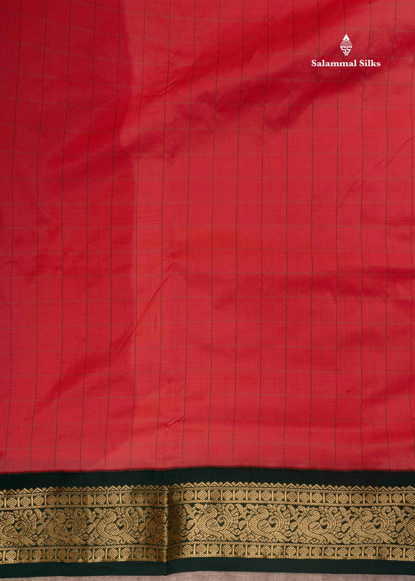 9 Yards Semi Silk Saree Army Green Colour with Pink Border