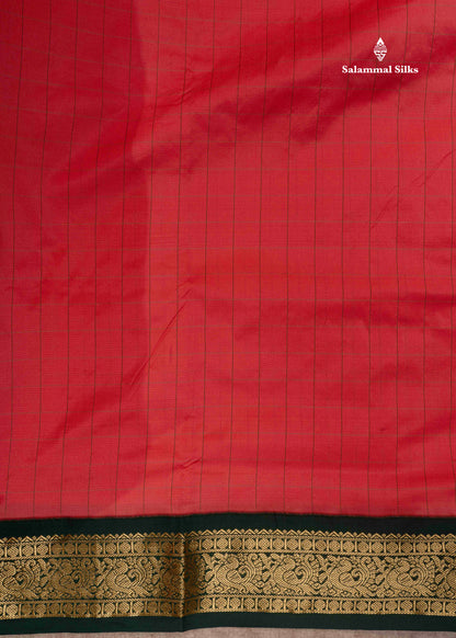 9 Yards Semi Silk Saree Army Green Colour with Pink Border