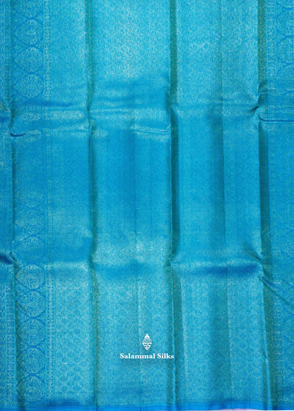 Kanjivaram Violet Pure Silk Saree With Sapphire Green Blouse