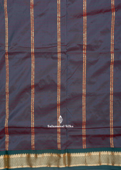 9 Yards Semi Silk Saree Peach Pink Colour with Bottle Green Border