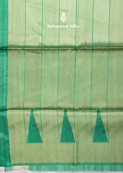 Navy Blue Semi Tussar Fancy Saree With Traditional Ganga & Jamuna Border