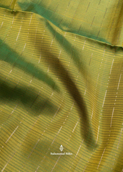 Kanjivaram Green Colour Rain Drop Butta Pure Soft Silk Saree With Pink Blouse