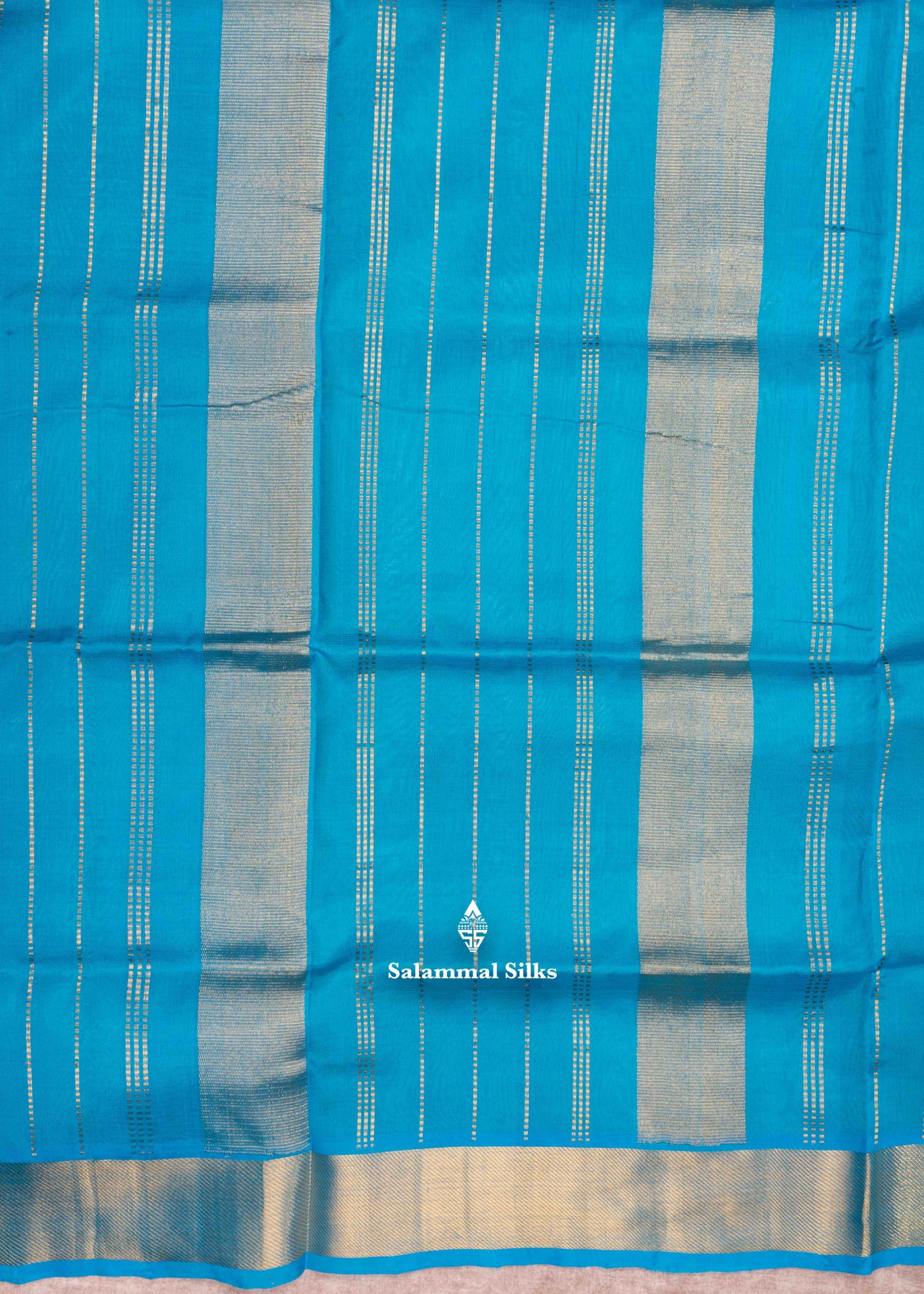 Sandal Pure Silk Cotton Saree With Sky Blue Blouse