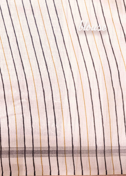 Black Colour Fancy Semi Tussar Saree With Cream Border