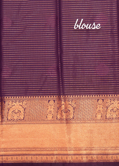 Rexona Green Colour Small Checks Semi Silk Saree With Violet Blouse