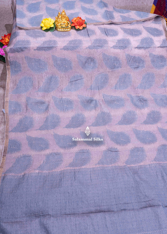 Dark Peach & Gray Color Premium Crush Fancy Saree with Grand Blouse