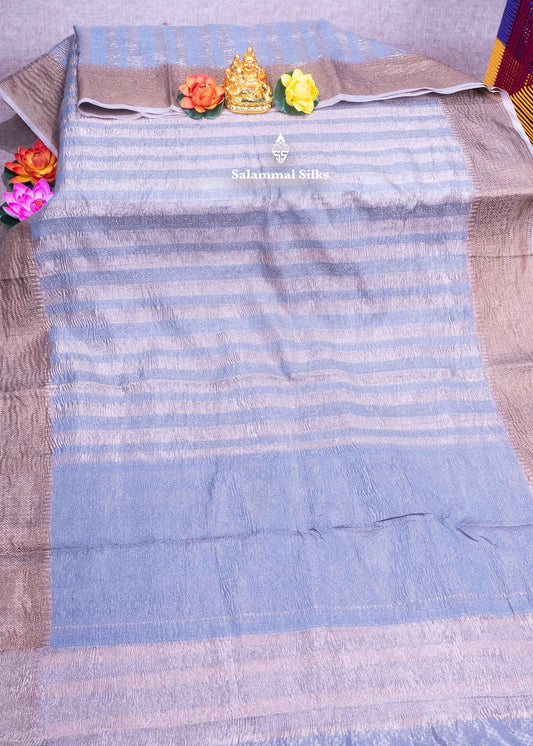 Sandal & Gray Color Premium Crush Fancy Saree with Grand Blouse