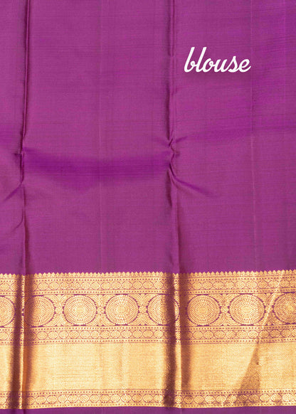 Rama Blue Colour Pure Kanjivaram Silk Saree With Violet Border