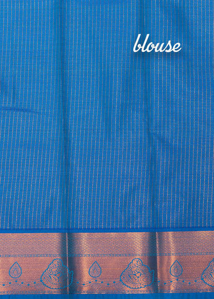 Violet Colour Small Checks Semi Silk Saree With Blue Border