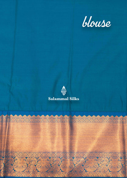 Sandal Colour Semi Silk Saree With Peacock Blue Copper Zari Border