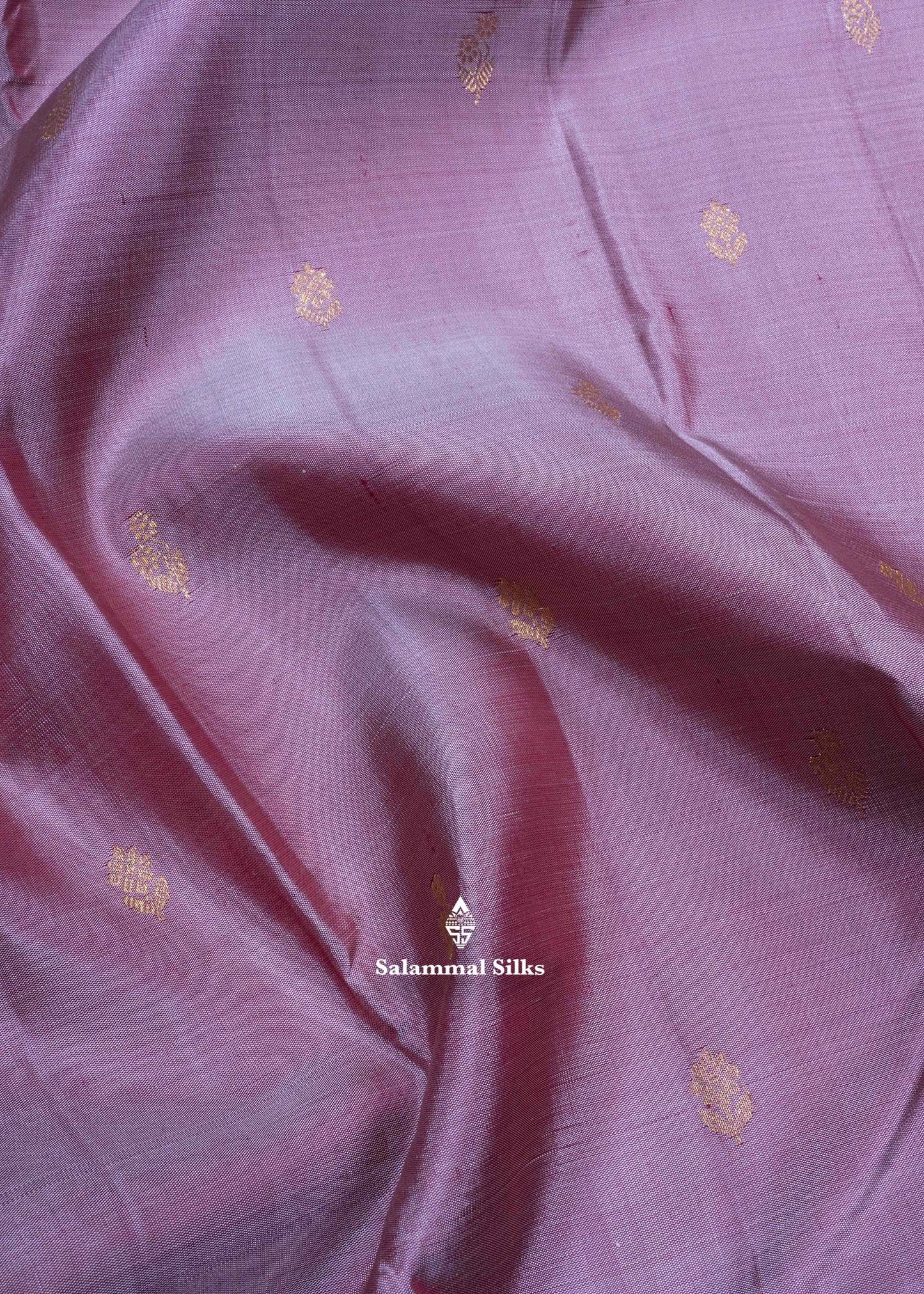 Kanjivaram Light Maroon Pure Silk Saree With Gold Zari Small Border