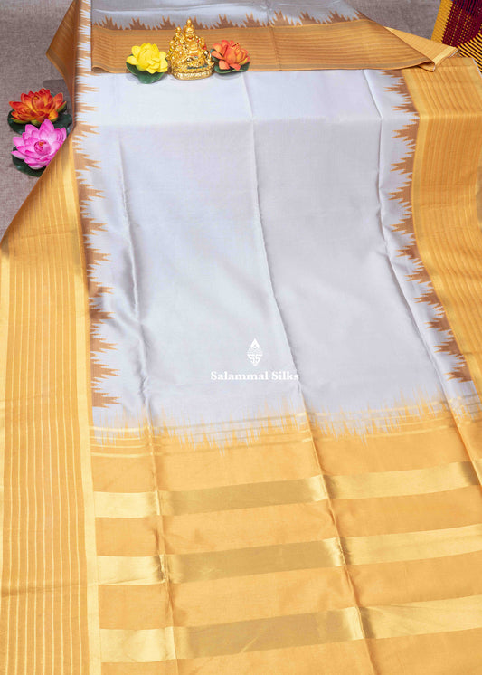 Silver Colour Semi Tussar Fancy Saree With Mustard Yellow Blouse