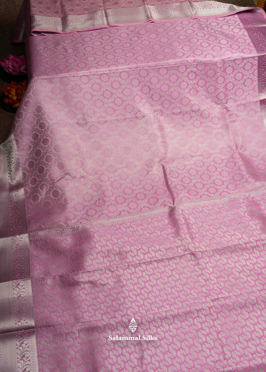Light Pink Bridal Semi Silk Saree With Blouse
