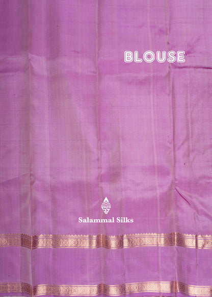 Kanjivaram Sandal Pure Silk Saree With Cream Lavender Blouse