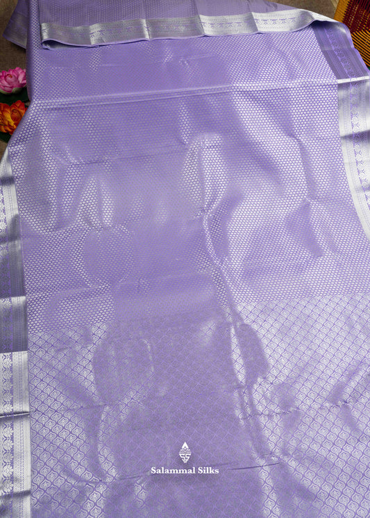 Lavender Colour Bridal Semi Silk Saree With Blouse