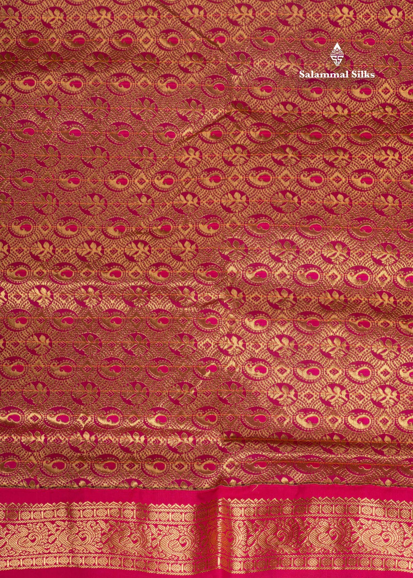 9 Yards Semi Silk Saree Army Green Colour with Pink Border