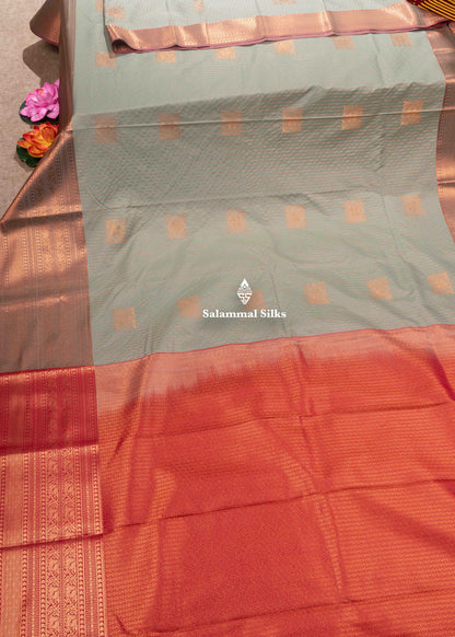 Navy Blue Semi Silk Saree With Copper Zari Traditional Long Size Border