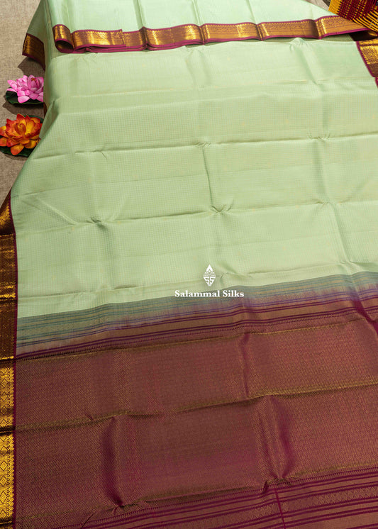 Kanjivaram Light Elaichi Green Pure Silk Saree With Traditional Small Border