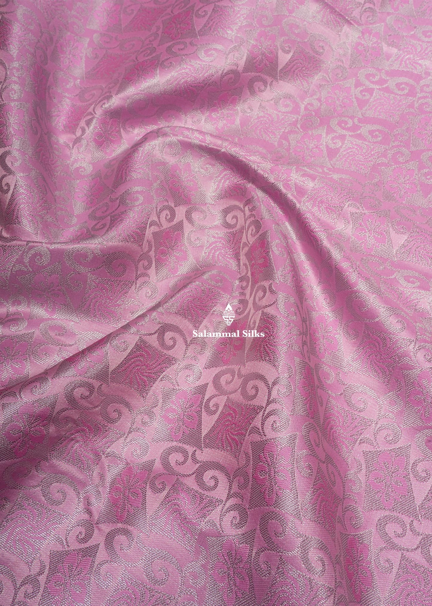 Lavender Bridal Semi Silk Saree With Silver Zari Border