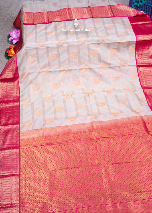 Light Sandal Semi Silk Saree With Copper Zari Border