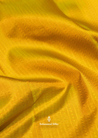Manthulir Yellow Pure Kanjivaram Silk Saree With Traditional Gold Zari Border