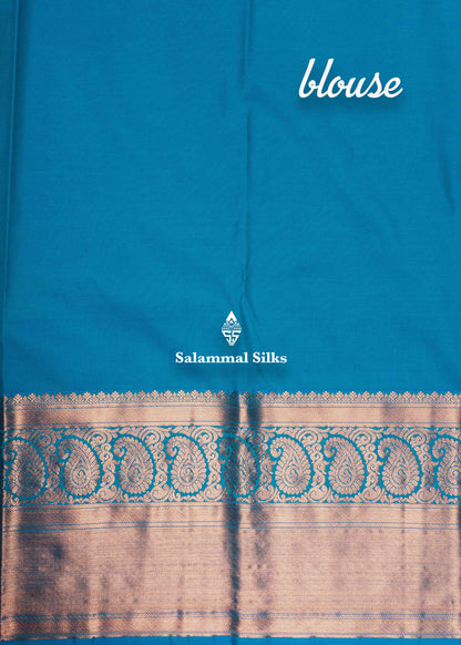 Sandal Colour Semi Silk Saree With Blue Copper Zari Border