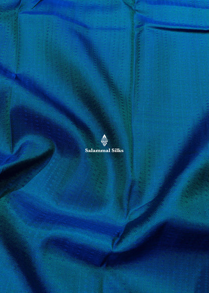 Kanjivaram Peacock Blue Pure Silk Saree With Traditional Gold Zari Border